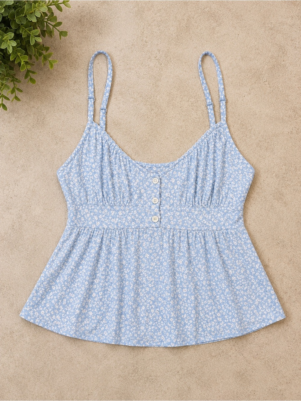 John Galt Tiffany Floral Blue Babydoll Tank Cami XS Boho Brandy Melville